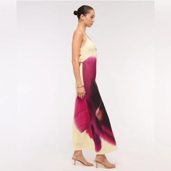 A&F Julia Slip Cutout Maxi Dress - Yellow M Tall - Picture 3 of 8